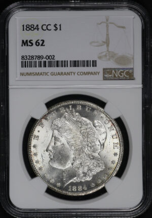 Obverse of this 1884-CC Morgan Dollar NGC MS-62
