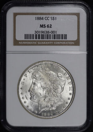 Obverse of this 1884-CC Morgan Dollar NGC MS-62