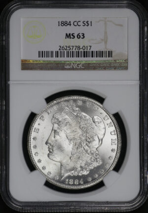 Obverse of this 1884-CC Morgan Dollar NGC MS-63
