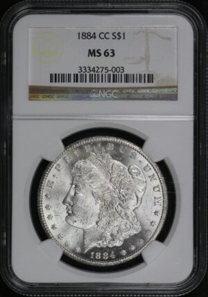 Obverse of this 1884-CC Morgan Dollar NGC MS-63