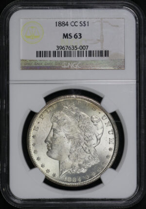 Obverse of this 1884-CC Morgan Dollar NGC MS-63