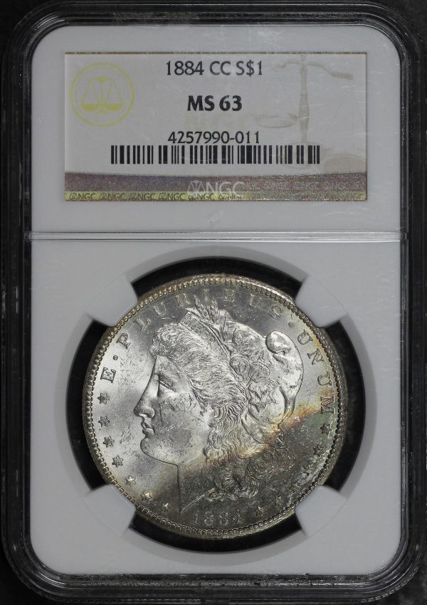 Obverse of this 1884-CC Morgan Dollar NGC MS-63