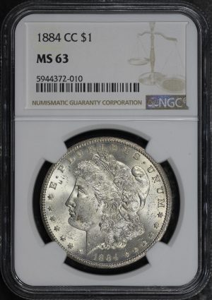 Obverse of this 1884-CC Morgan Dollar NGC MS-63