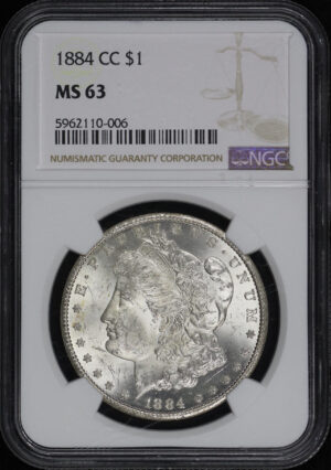 Obverse of this 1884-CC Morgan Dollar NGC MS-63