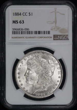 Obverse of this 1884-CC Morgan Dollar NGC MS-63