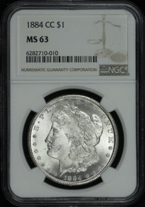 Obverse of this 1884-CC Morgan Dollar NGC MS-63