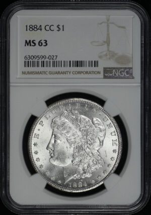Obverse of this 1884-CC Morgan Dollar NGC MS-63