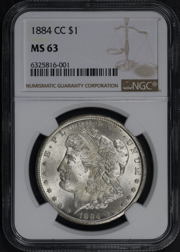 Obverse of this 1884-CC Morgan Dollar NGC MS-63
