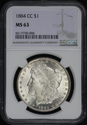 Obverse of this 1884-CC Morgan Dollar NGC MS-63