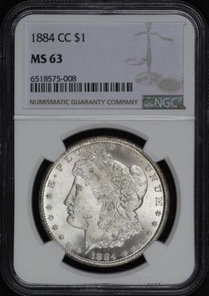 Obverse of this 1884-CC Morgan Dollar NGC MS-63