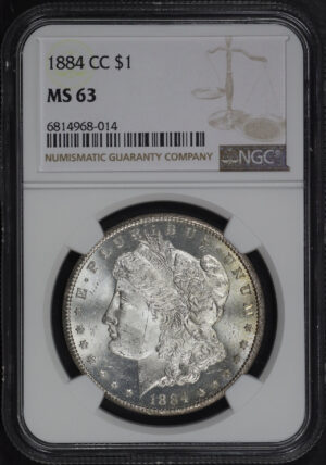 Obverse of this 1884-CC Morgan Dollar NGC MS-63
