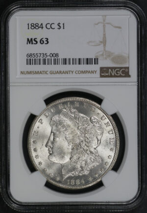 Obverse of this 1884-CC Morgan Dollar NGC MS-63
