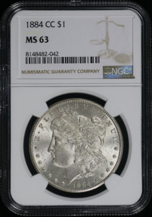 Obverse of this 1884-CC Morgan Dollar NGC MS-63