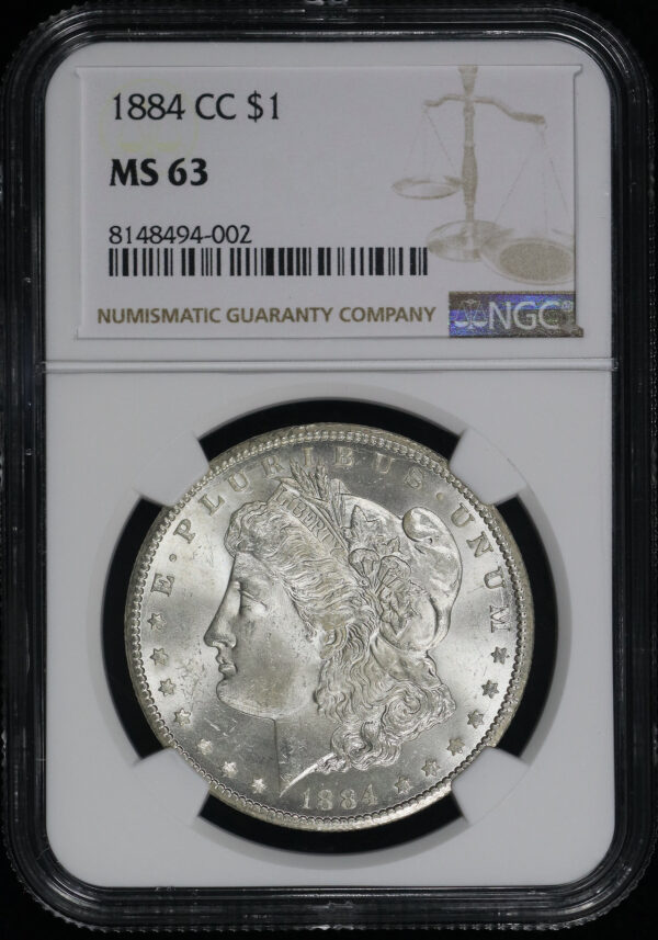 Obverse of this 1884-CC Morgan Dollar NGC MS-63