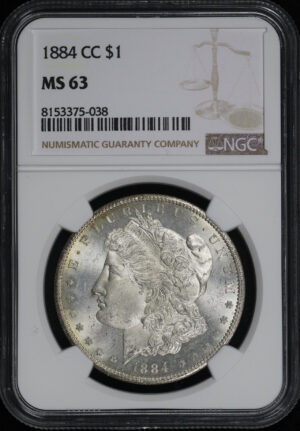 Obverse of this 1884-CC Morgan Dollar NGC MS-63