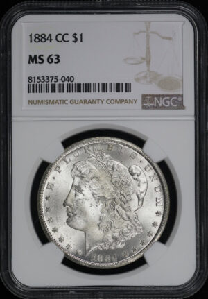 Obverse of this 1884-CC Morgan Dollar NGC MS-63