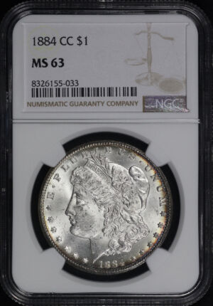 Obverse of this 1884-CC Morgan Dollar NGC MS-63