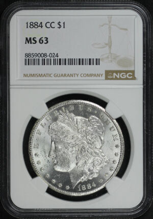 Obverse of this 1884-CC Morgan Dollar NGC MS-63