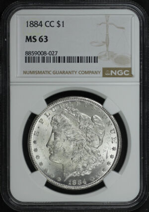 Obverse of this 1884-CC Morgan Dollar NGC MS-63