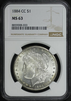 Obverse of this 1884-CC Morgan Dollar NGC MS-63