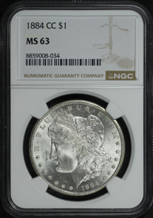 Obverse of this 1884-CC Morgan Dollar NGC MS-63