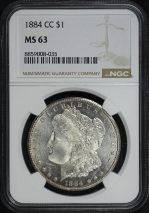 Obverse of this 1884-CC Morgan Dollar NGC MS-63