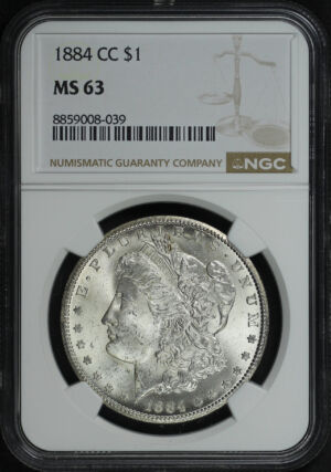 Obverse of this 1884-CC Morgan Dollar NGC MS-63