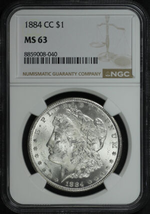 Obverse of this 1884-CC Morgan Dollar NGC MS-63