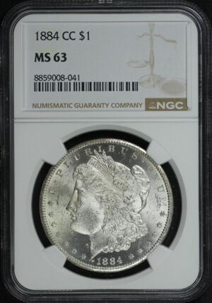 Obverse of this 1884-CC Morgan Dollar NGC MS-63