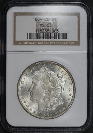 Obverse of this 1884-CC Morgan Dollar NGC MS-63