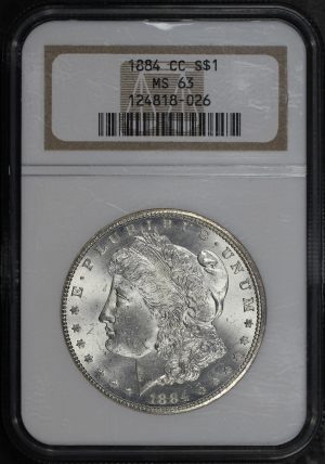 Obverse of this 1884-CC Morgan Dollar NGC MS-63
