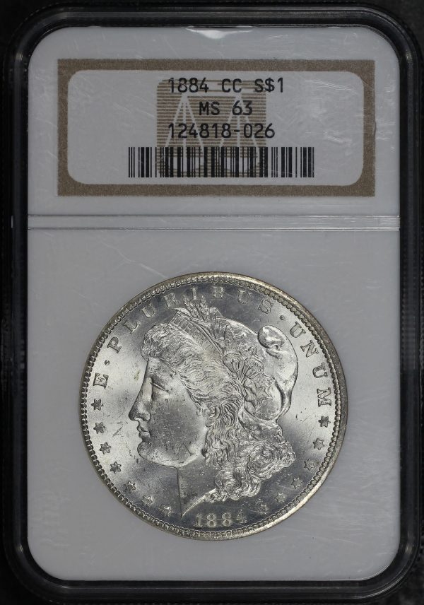 Obverse of this 1884-CC Morgan Dollar NGC MS-63