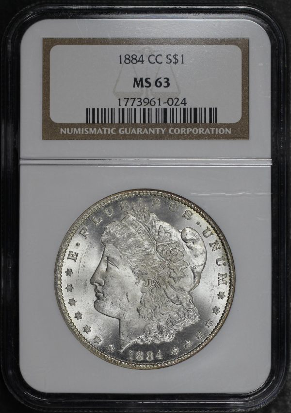 Obverse of this 1884-CC Morgan Dollar NGC MS-63