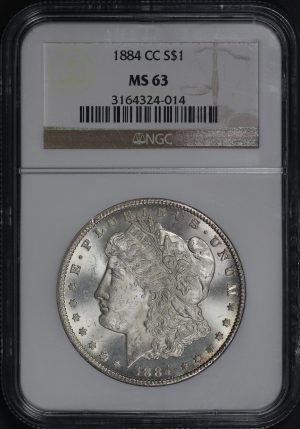 Obverse of this 1884-CC Morgan Dollar NGC MS-63