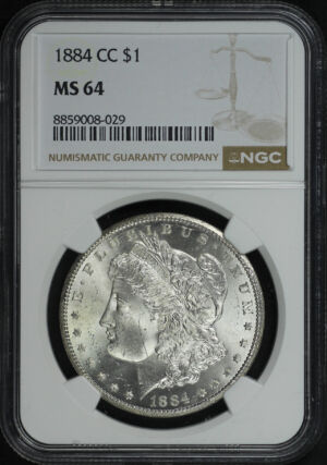 Obverse of this 1884-CC Morgan Dollar NGC MS-64
