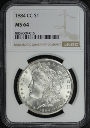 Obverse of this 1884-CC Morgan Dollar NGC MS-64
