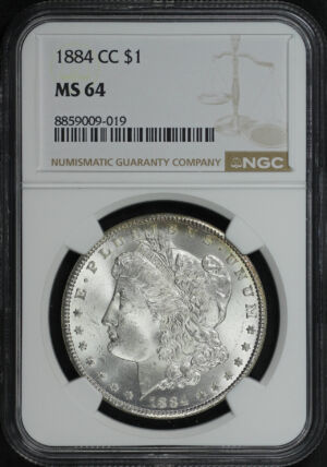 Obverse of this 1884-CC Morgan Dollar NGC MS-64