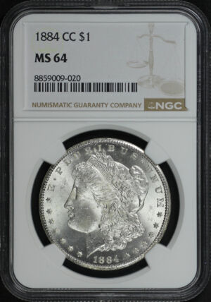 Obverse of this 1884-CC Morgan Dollar NGC MS-64