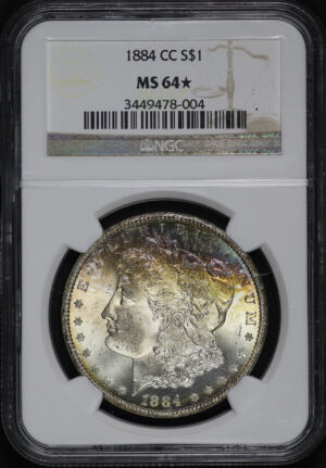Obverse of this 1884-CC Morgan Dollar NGC MS-64★