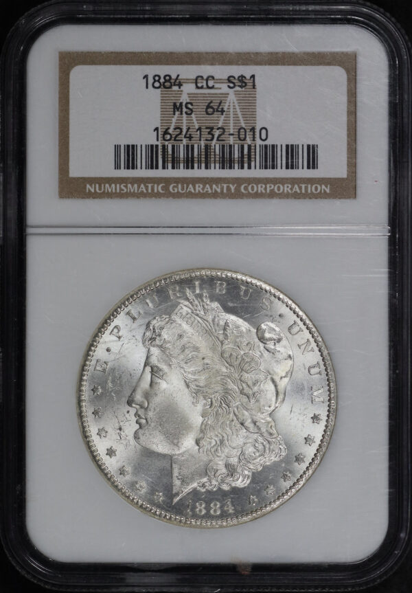 Obverse of this 1884-CC Morgan Dollar NGC MS-64