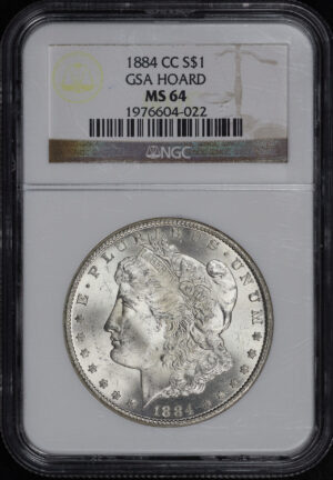 Obverse of this 1884-CC Morgan Dollar NGC MS-64 GSA Hoard