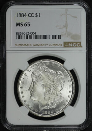 Obverse of this 1884-CC Morgan Dollar NGC MS-65