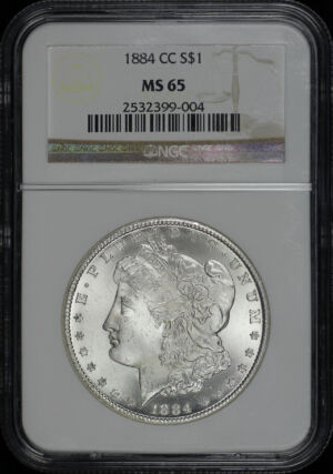 Obverse of this 1884-CC Morgan Dollar NGC MS-65