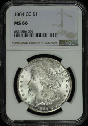 Obverse of this 1884-CC Morgan Dollar NGC MS-66