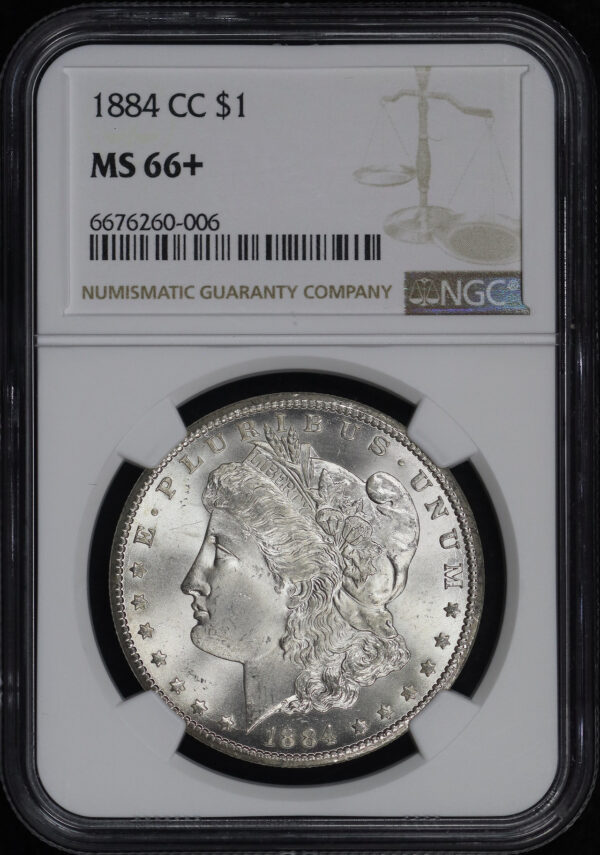 Obverse of this 1884-CC Morgan Dollar NGC MS-66+