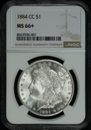 Obverse of this 1884-CC Morgan Dollar NGC MS-66+