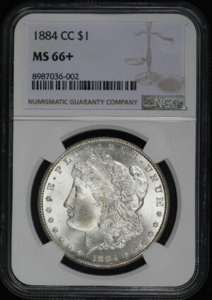 Obverse of this 1884-CC Morgan Dollar NGC MS-66+