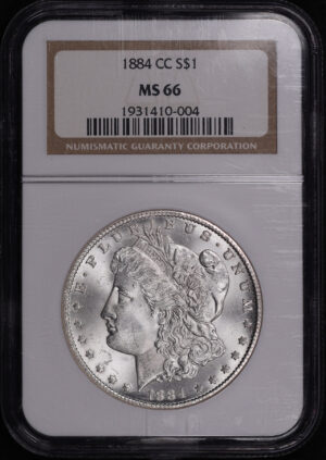 Obverse of this 1884-CC Morgan Dollar NGC MS-66