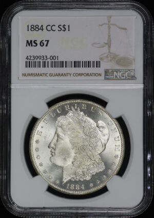 Obverse of this 1884-CC Morgan Dollar NGC MS-67