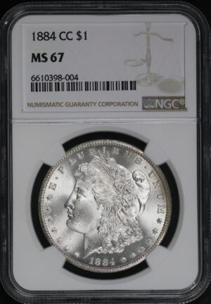 Obverse of this 1884-CC Morgan Dollar NGC MS-67
